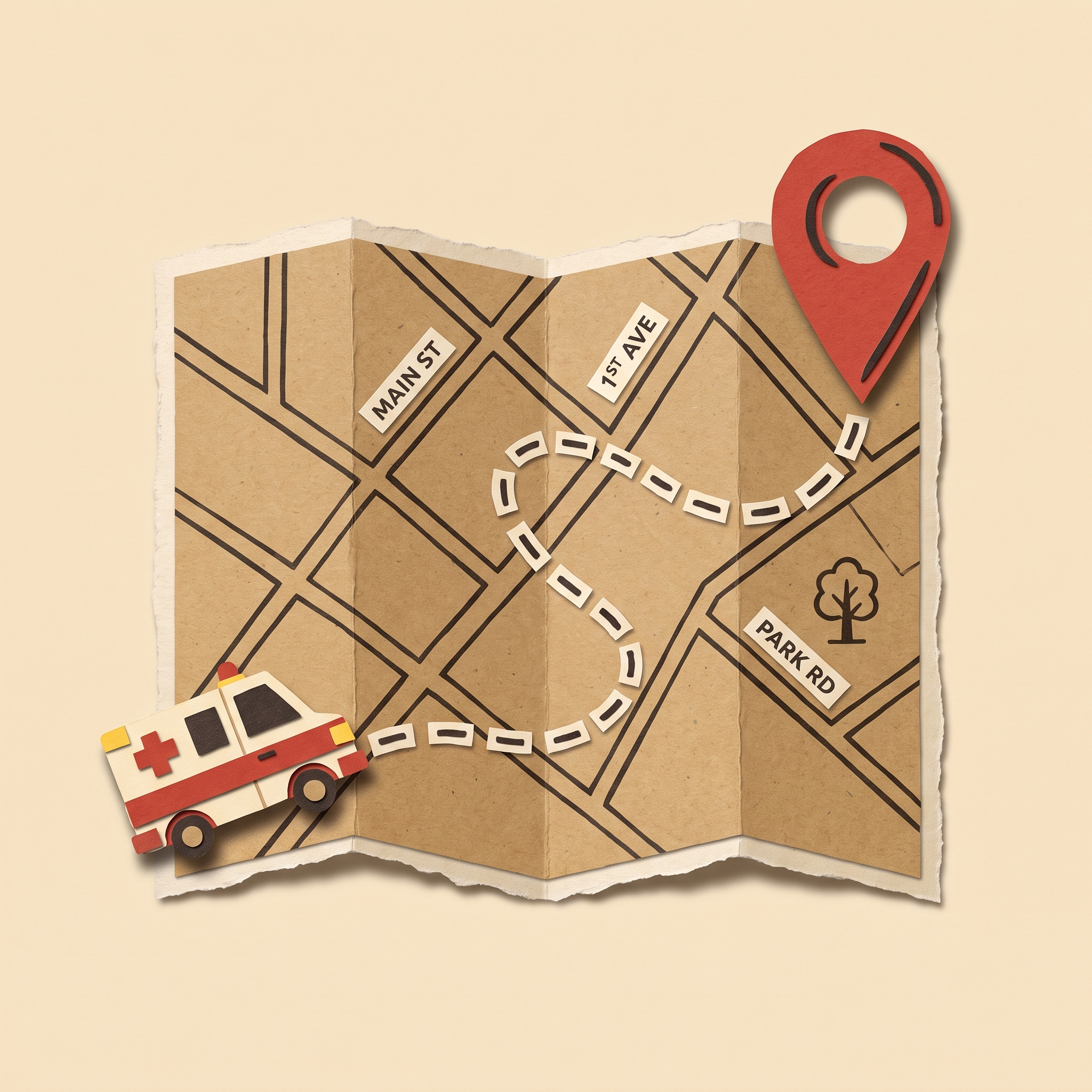 Paper cutout route map