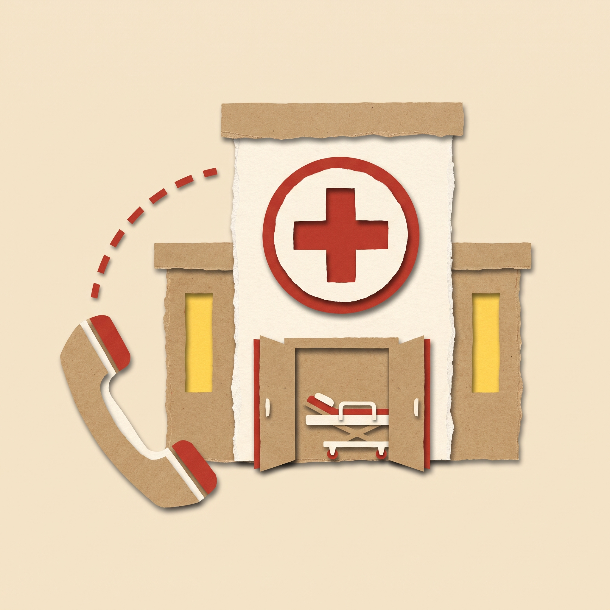 Paper cutout hospital being called ahead