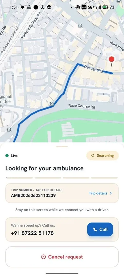 Driver assigned in seconds — Namma Ambulance app