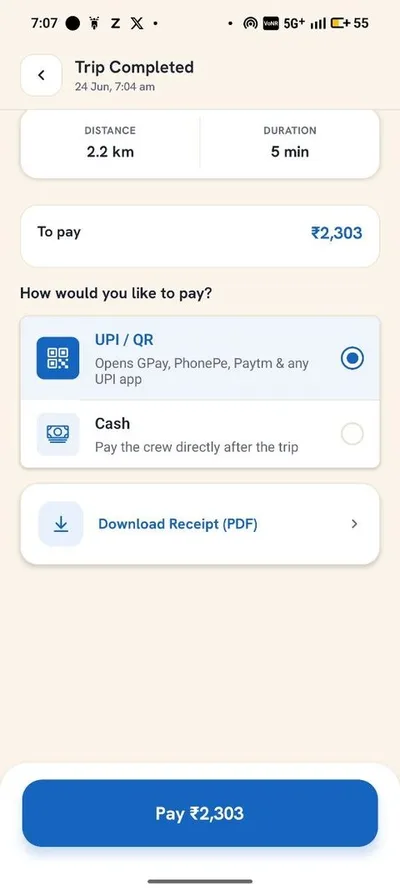 Pay and get your receipt — Namma Ambulance app